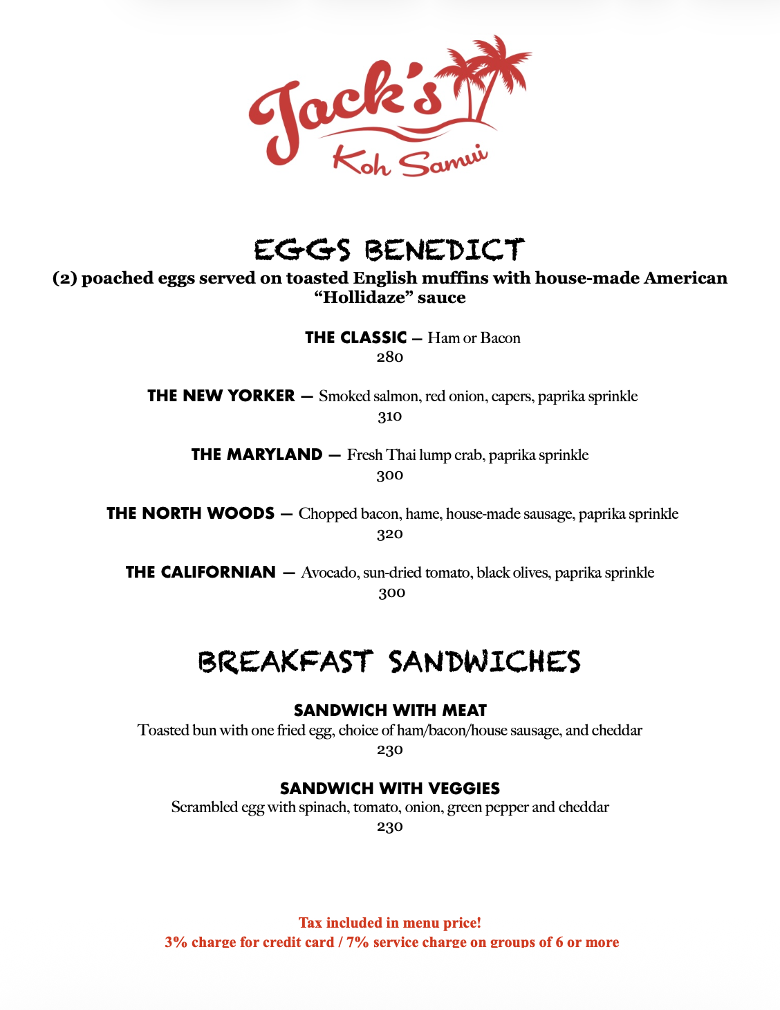 Breakfast Menu